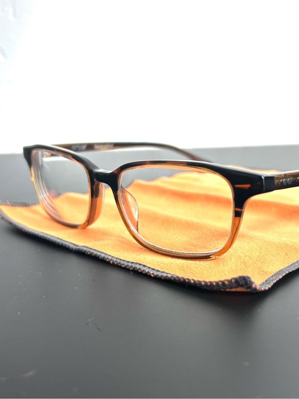 Classic Rectangular horn-rimmed dark brown Unisex Glasses From Arbor Eyewear - Picture 2 of 5